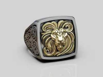 Lion Head Signet Ring   3D print model