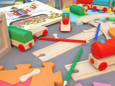 Toy Set corona way wooden 3D model