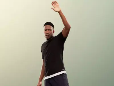 Theo 12837 - Sporty Black Man Waving Soccer Player Low-poly 3D model