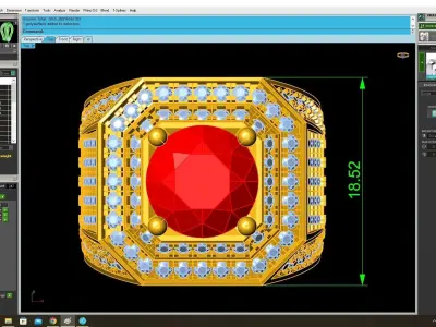 Luxury Pave Diamond Ring with Large Center Stone for Men  3822 3D print model
