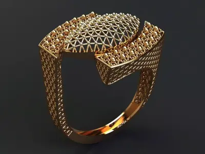 641 Beaded Ovel Lattice Ring 4gm 3D print model