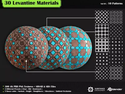 30 High quality Levantine material SBS and SBSAR files 3D model