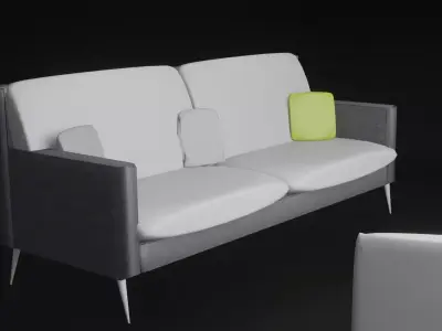 basic modern sofa with chairs Free 3D model