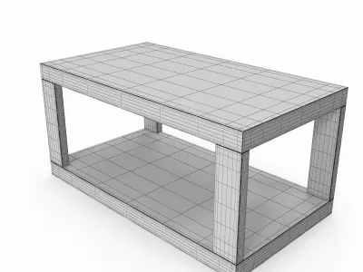 Table 5 wood eat coffee rectangular model 3D model