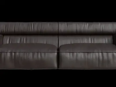 Brown Leather Upholstered Sofa 3D model
