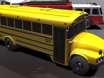 Generic civil service vehicles pack DONATE UKRAINE Low-poly 3D model