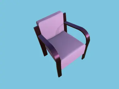 Pink Fabric Armchair - Furniture Interior Design Low-poly 3D model