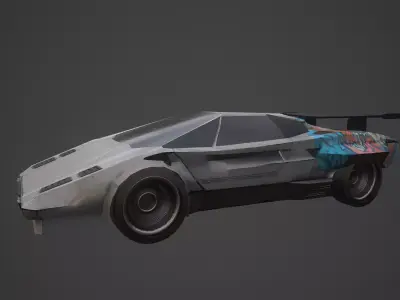 Cyberpunk Retro Car Low-poly 3D model
