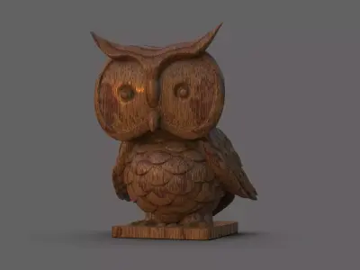 Wood Owl 3D print model