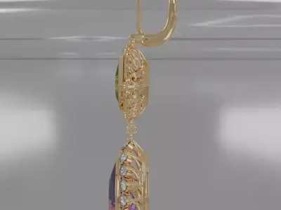 Golden Aurelis earrings 3D model jewelry 3D model