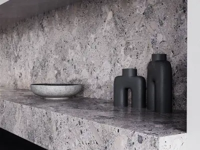 Wall With Biofireplace - Grey color  3D model