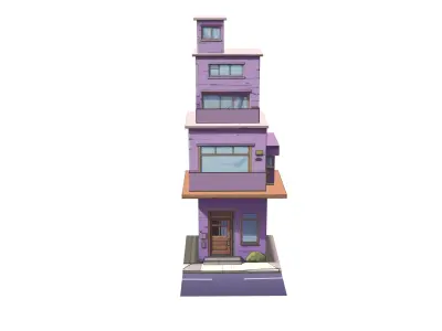 Tall Cartoon House Low-poly 3D model