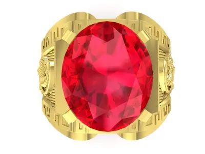 Luxury Snake Motif Oval Gemstone Ring for Men 3368 3D print model