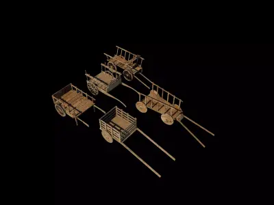 Old wooden carts 3D model