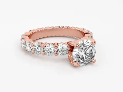 Round Diamond Engagement Ring 3D print model purchase