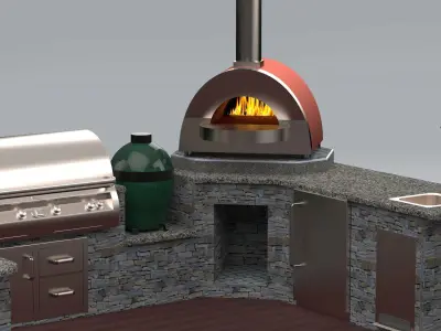 Outdoor Kitchen with Firemagic Appliances  Free 3D model