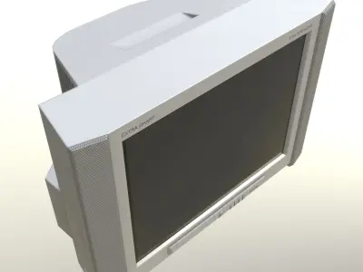 2000s CRT TV and Remote Control - Gray  3D Model Collection