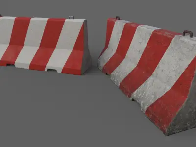 PBR Concrete Barrier V1 Low-poly 3D model