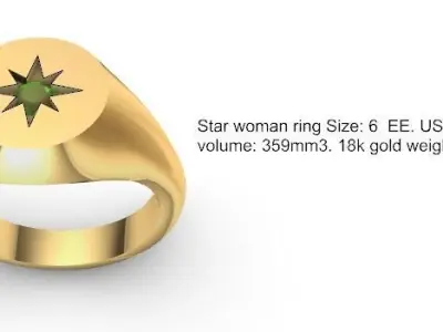 Star woman ring Anillo mujer de estrella 3D print model