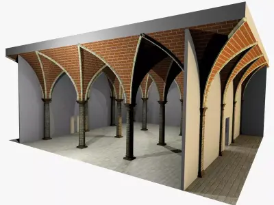 Vaulting 4-3   Renaissance  750cm spaced  with thick curbs Low-poly 3D model
