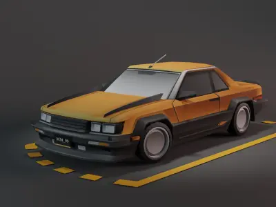 Retro 1970s Stylized Racing Car - Game-Ready  Car 3D Model Low-poly 3D model