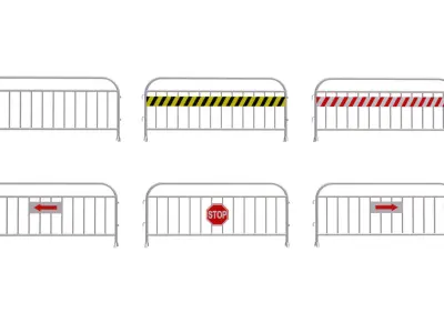 Steel Barricade Fence Low-poly 3D model