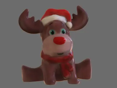 Reindeer wearing santa hat 3D print model