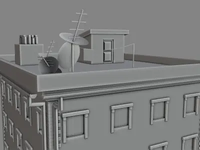 House apartment building with fire escape Free 3D model
