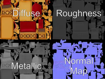 Regal Throne Chair Model Pack Low-poly 3D model