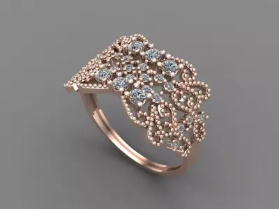 Womens Diamond Signet Ring Women Rings 3dmodels 3D print model 3D print model 39