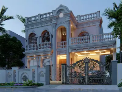 Villa Front elevation House 3D model