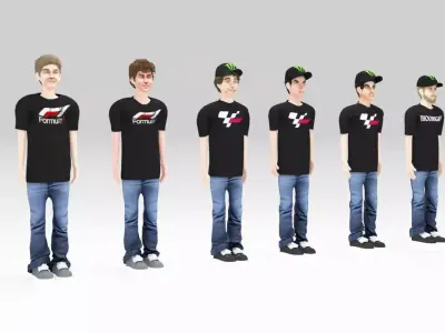 Character racer people pack  man 03 Rigged  Low-poly 3D model