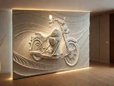modern panel wall decor set relief stl mural CNC 158 3D model