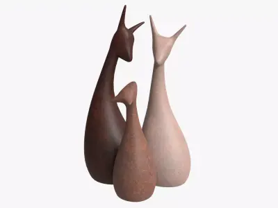 Abstract Animal Ceramic Figurine Set 03 3D model