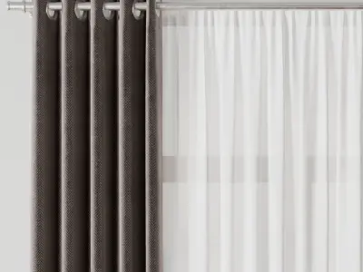 Rod Curtain - Brown Ring curtains 29 HBH Low-poly 3D model