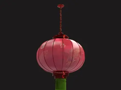 Chinese red lantern  Low-poly 3D model 4
