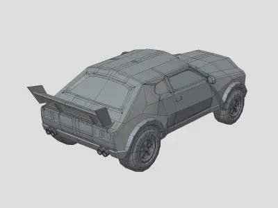 Stylized Toon Muscle Car Low-poly 3D model
