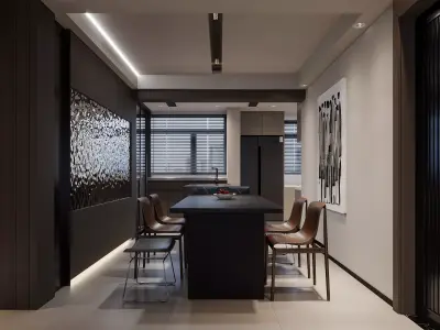 Modern living room dining room interior scenes 571 3D model