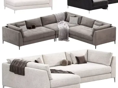 DECKER 2 PIECE L SHAPED WHITE PERFORMANCE SOFA CHAISE 3D model