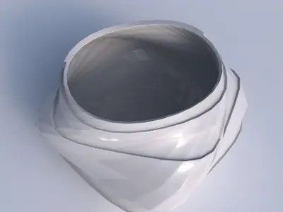 Bowl twisted elipse with sharp ribbons 3D print model