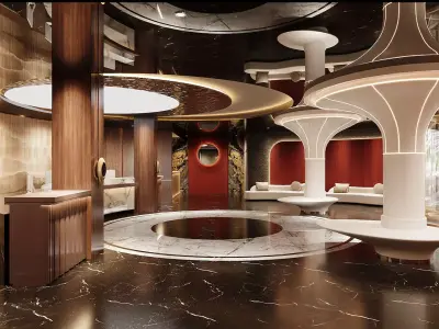 Light-Luxury Spa Lobby with Reception 3D model