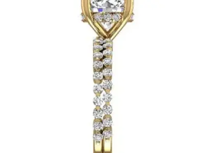 Single Row prong style band Round Cut Solitaire Ring Band 3D print model