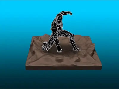 landing crater diorama 3D print model