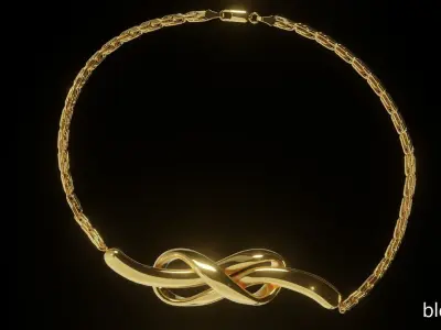 Golden bracelet with Infinity shaped pendant PBR 3D model