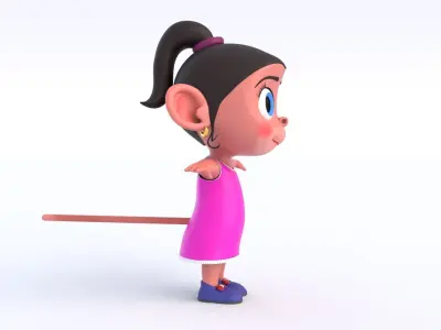 Cartoon Monkey Girl Low-poly 3D model