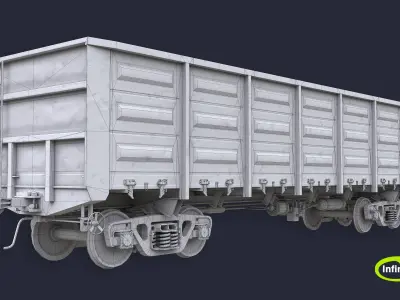 Railway carriage Low-poly 3D model
