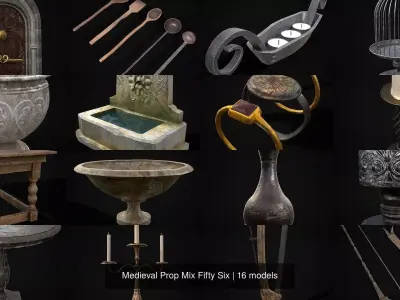 Medieval Prop Mix Fifty Six 3D Model Collection