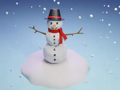 Snow Man Low-poly 3D model
