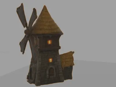 Windmill Haven  Low-Poly Stylized 3D Scene for Games Low-poly 3D model