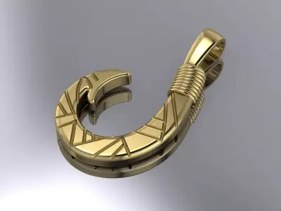 Hook Pendant Elegant Jewelry Gold 3D print model